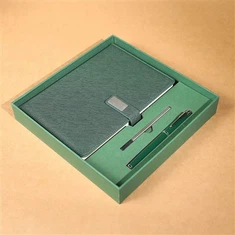 Lädernotbok och penna set